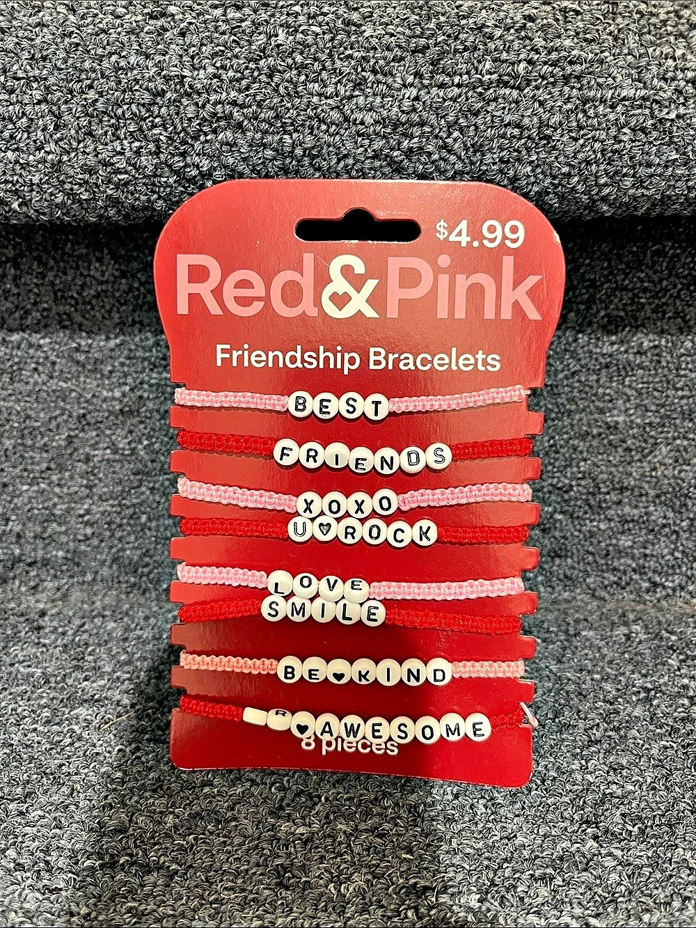 Red & Pink Friendship Bracelets 8-Piece NWT